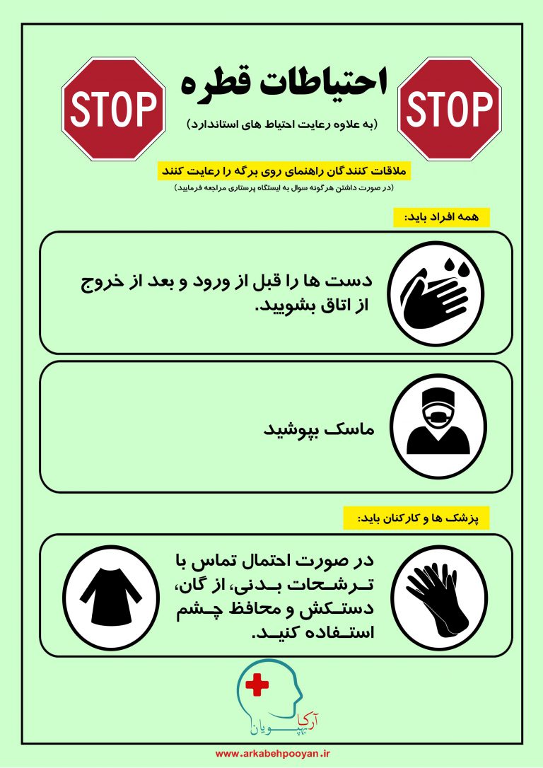 پوستر آموزشی احتیاطات قطره