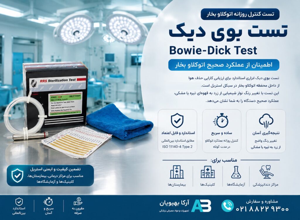 تست بوی دیک اتوکلاو بخار (Bowie-Dick Test) نواری | اندیکاتور شیمیایی کلاس 2 اتوکلاو