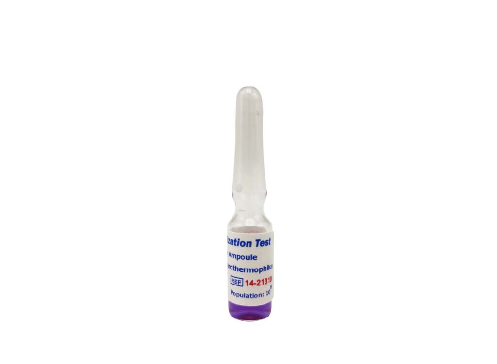 خرید تست اسپور ویال آمپولی شیشه ای اتوکلاو بخار با اسپور Bacillus stearothermophilus برای کنترل کیفیت استریلیزاسیون اتوکلاو بخار. مناسب بیمارستان، دندانپزشکی و آزمایشگاه.